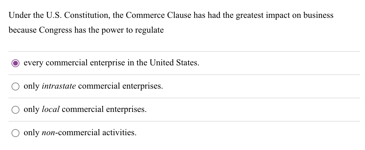 the commerce clause of the us constitution permits congress to regulate