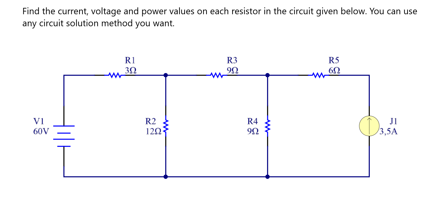 Solved Find The Current, Voltage And Power Values On Each | Chegg.com