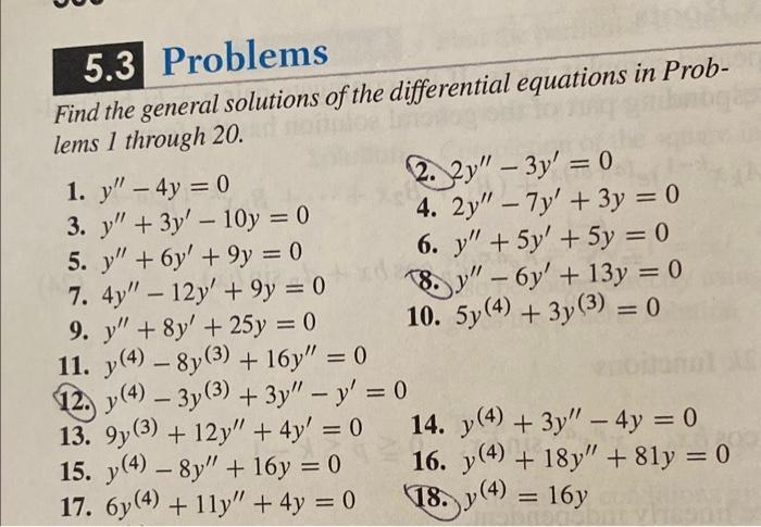 Solved Find The General Solutions Of The Differential | Chegg.com