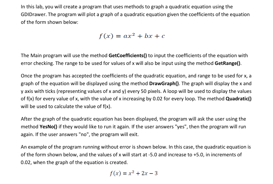 Solved In this lab, you will create a program that uses | Chegg.com