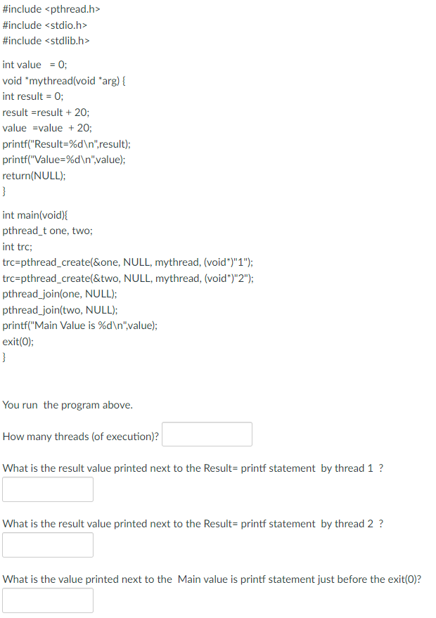 Solved #include #include #include int value = 0; void | Chegg.com