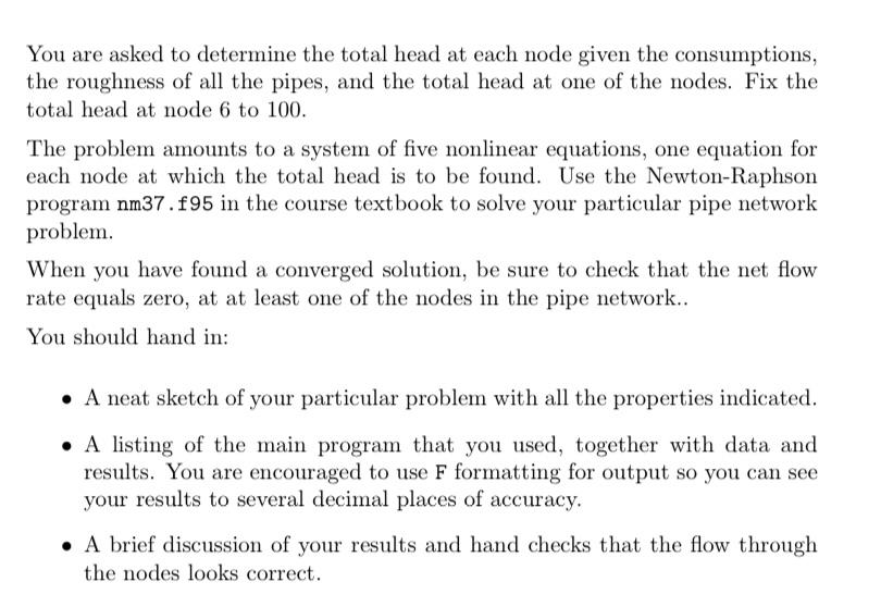 Solved Numerical Methods for Engineers: Pipe Network Problem | Chegg.com