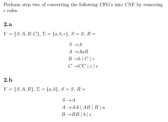 Solved Perform Step Two Of Converting The Following CFG's | Chegg.com