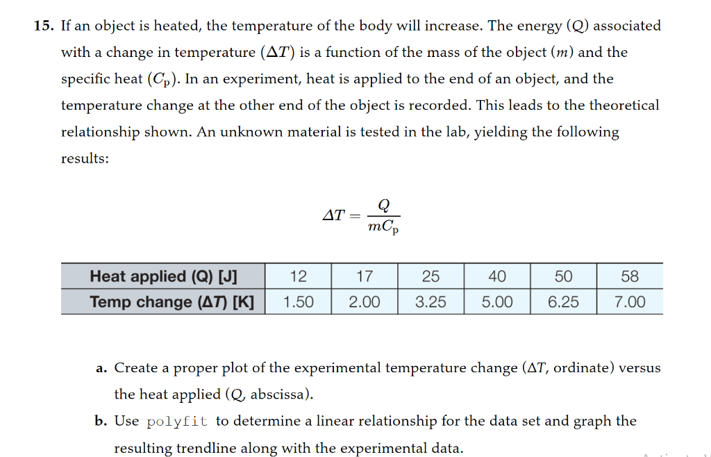 Solved 15. If an object is heated, the temperature of the | Chegg.com