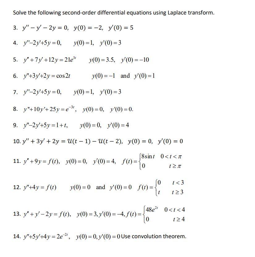 Solved Solve the following second-order differential | Chegg.com