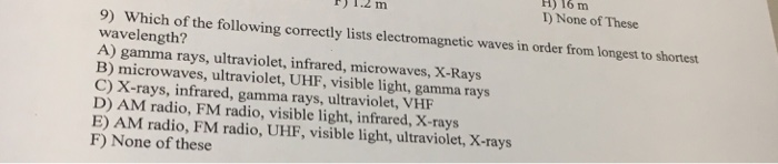 Waves In Order From Longest To Shortest Wavelength