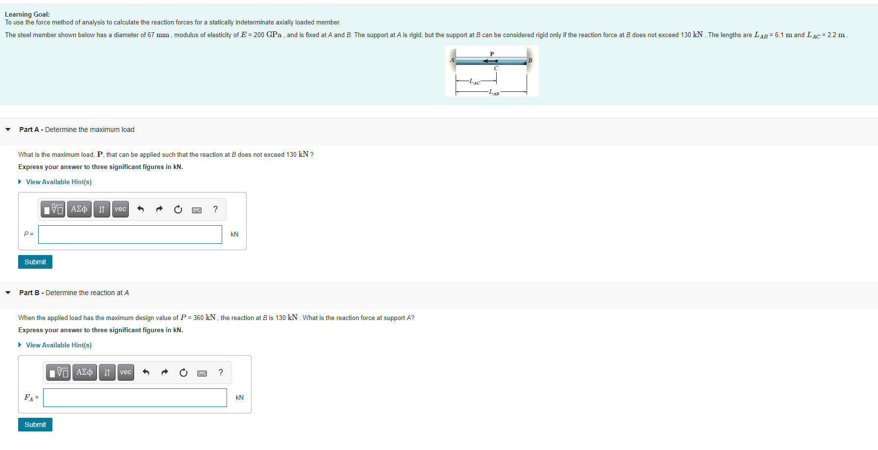 Solved Learning Goal: To Use The Force Method Of Analysis To | Chegg.com