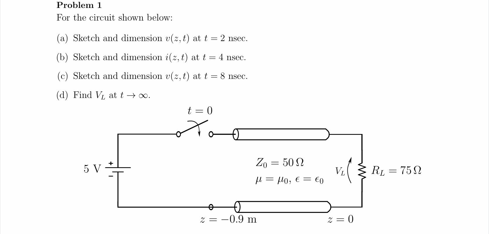 Solved Problem 1 For the circuit shown below: (a) Sketch and | Chegg.com