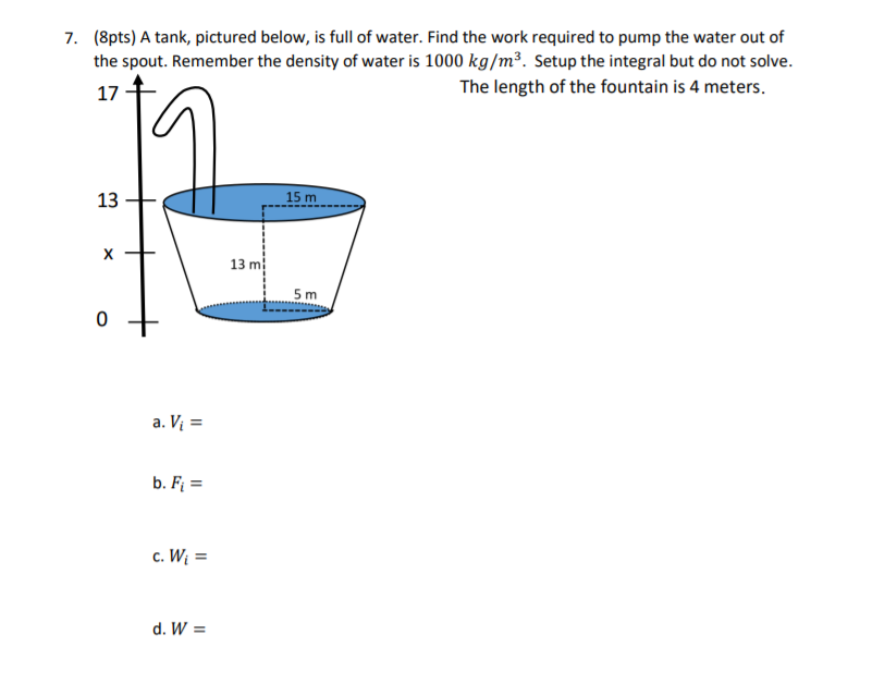 Solved 7. (8pts) A Tank, Pictured Below, Is Full Of Water. | Chegg.com