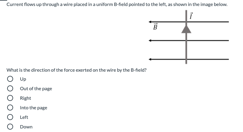 Solved Current flows up through a wire placed in a uniform | Chegg.com