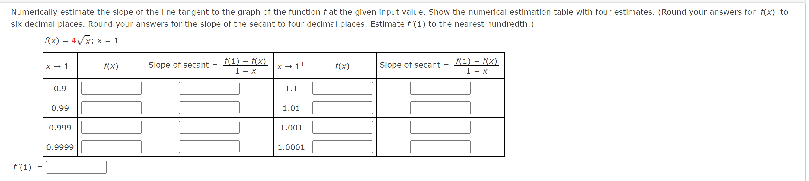 Solved six decimal places. Round your answers for the slope