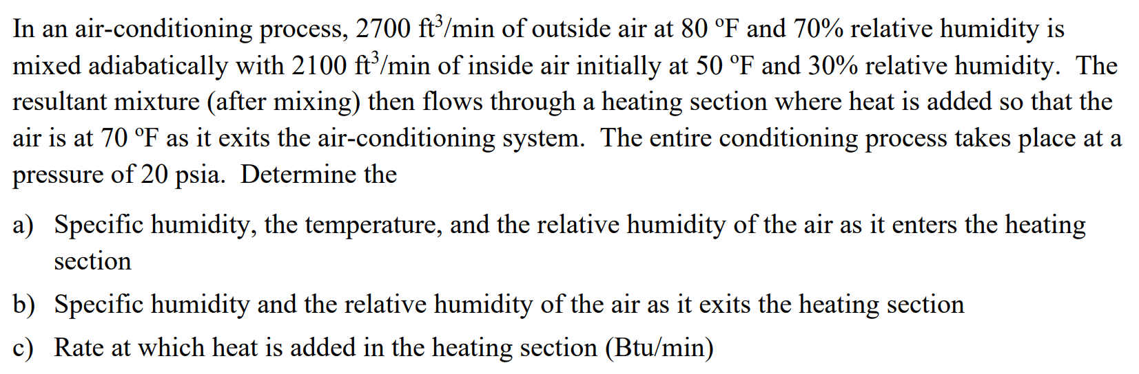 Solved In an airconditioning process, 2700 ftp/min of