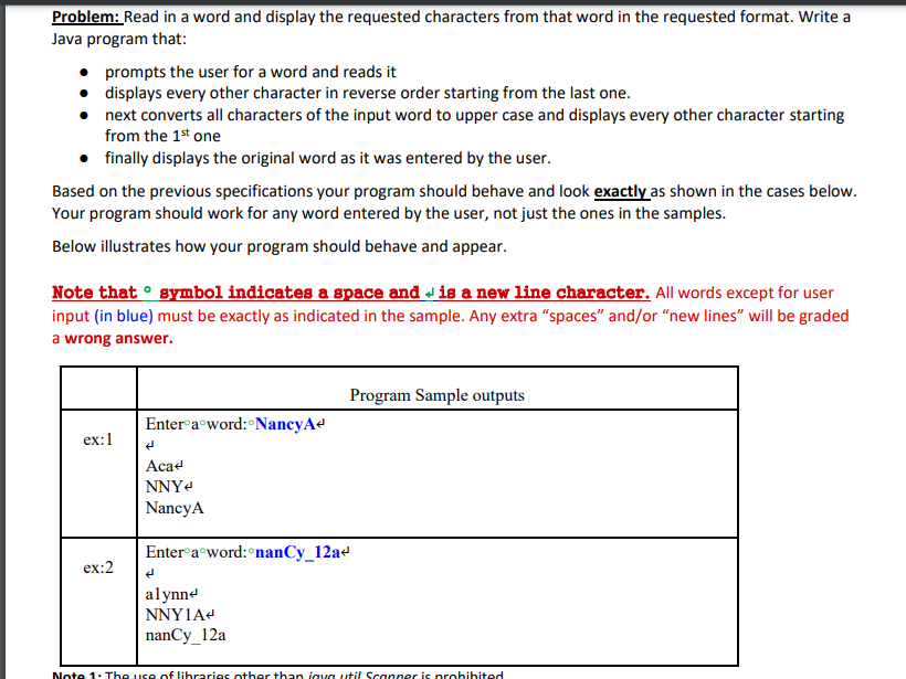 Solved Problem: Read in a word and display the requested | Chegg.com