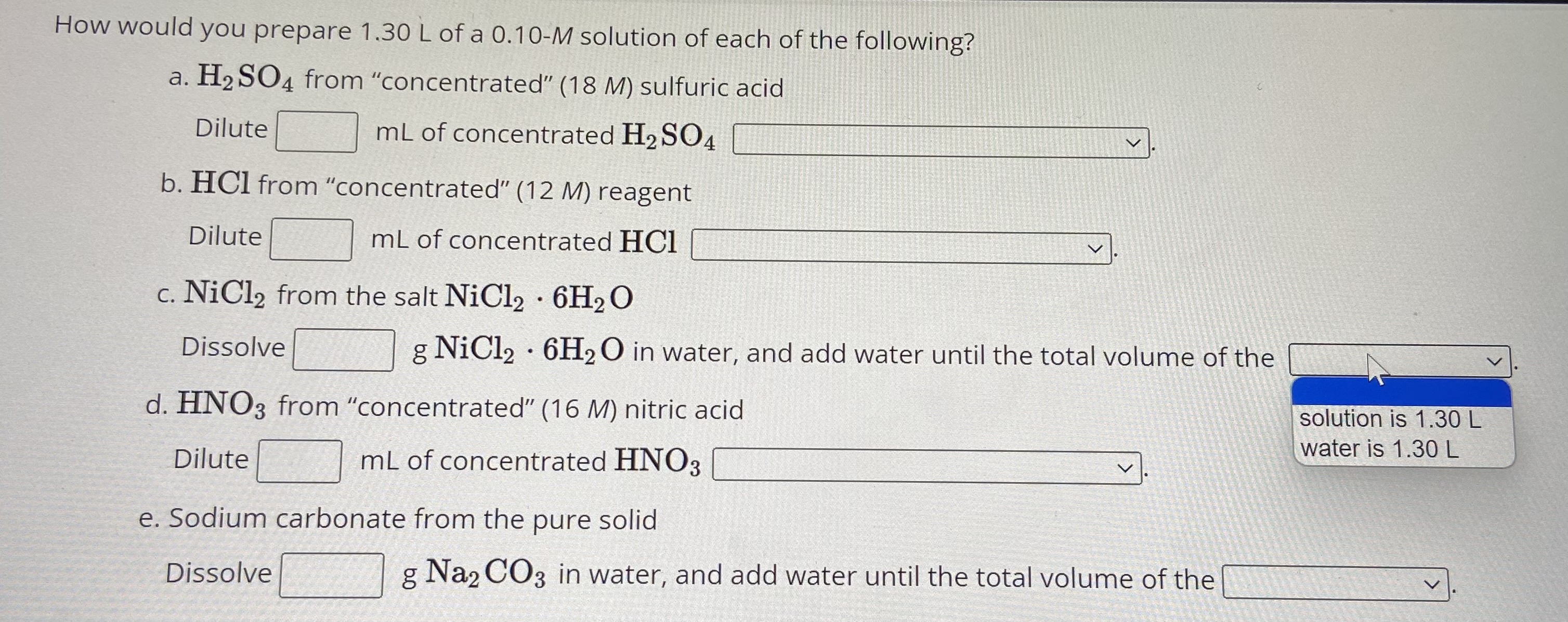 Solved Ow Would You Prepare 1.30 L Of A 0.10−M Solution Of | Chegg.com