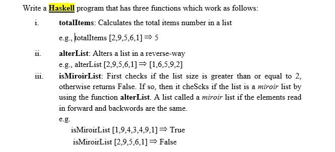 Solved **The Code Should Be Written In Haskell **Write A | Chegg.com