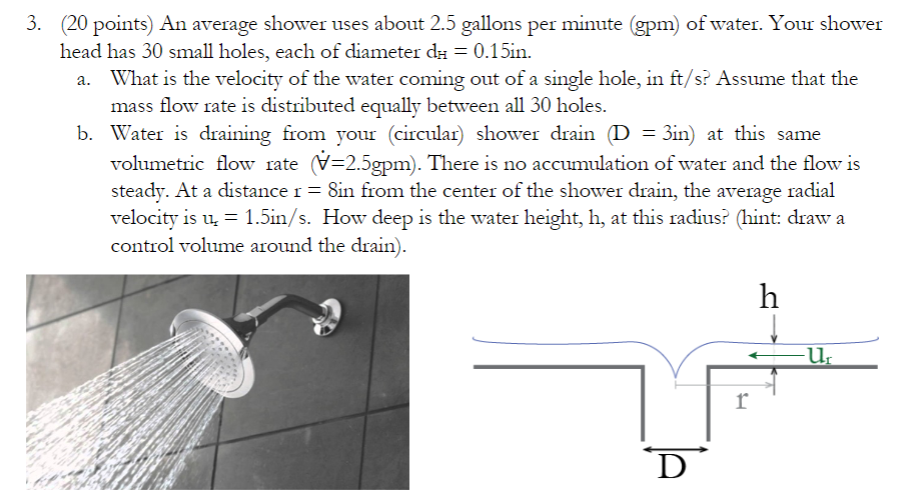 Solved 3. (20 points) An average shower uses about 2.5