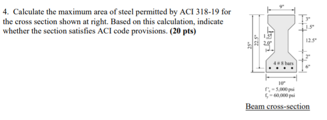 Solved 9 4. Calculate the maximum area of steel permitted by 