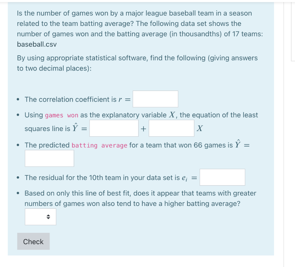 Solved Is the number of games won by a major league baseball | Chegg.com