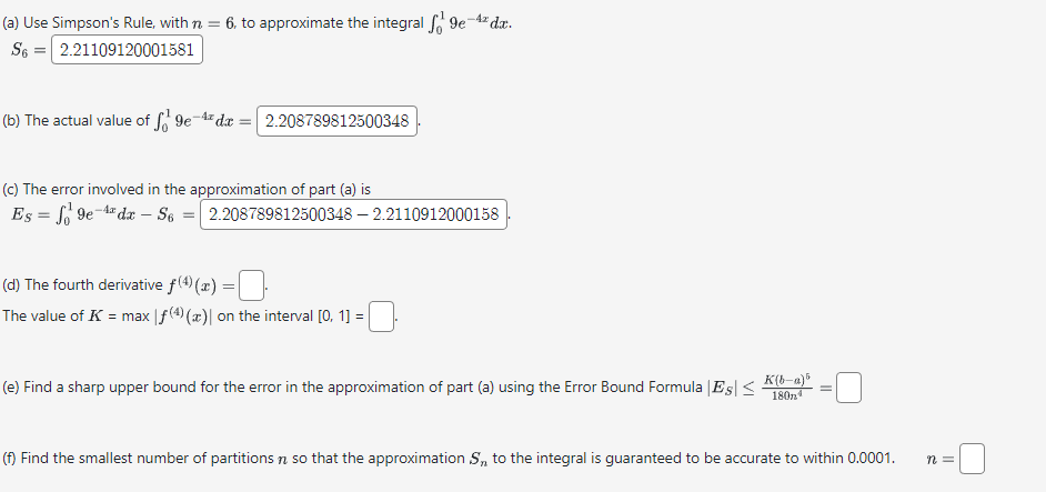 Solved (a) Use Simpson's Rule, with n=6, to approximate the | Chegg.com