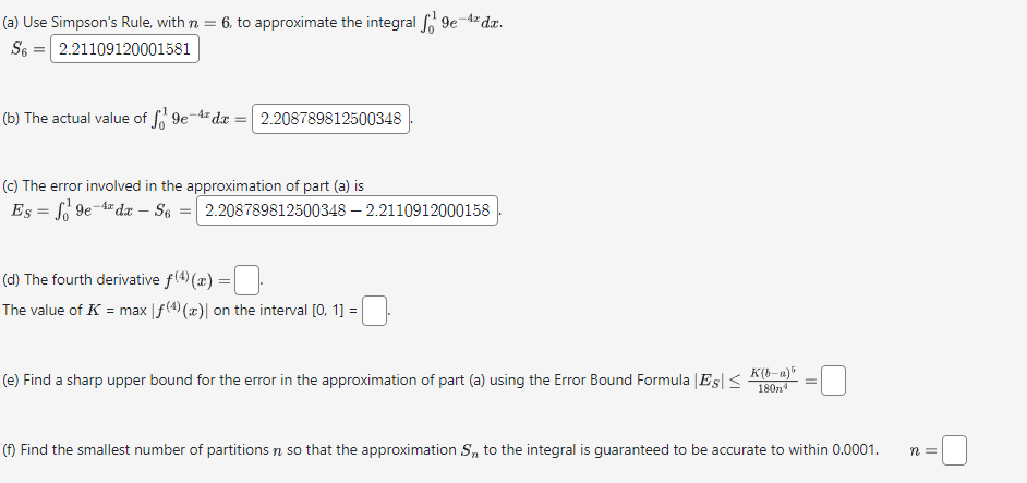 Solved (a) Use Simpson's Rule, With N=6, To Approximate The | Chegg.com