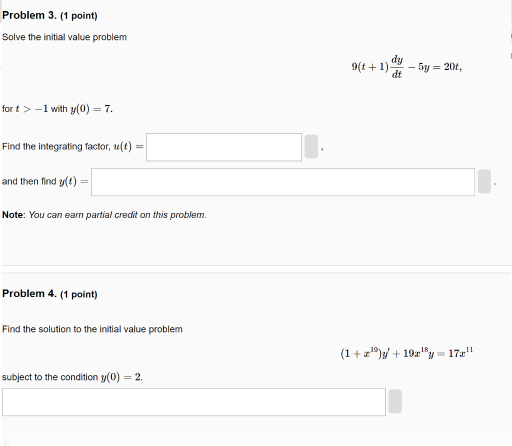 Solved Solve the initial value problem 9(t+1)dtdy−5y=20t for | Chegg.com