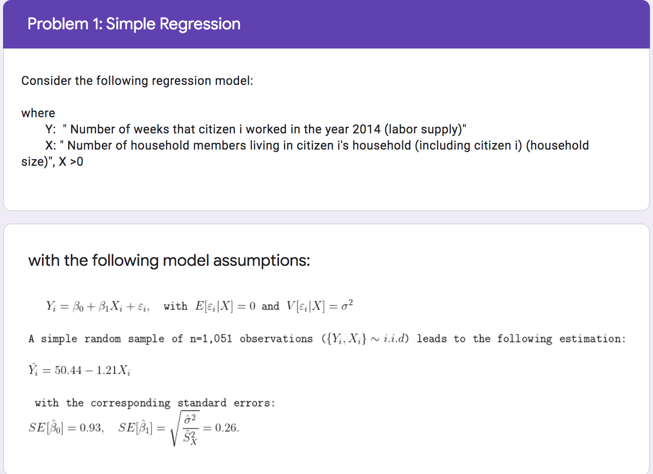 Solved Problem 1: Simple Regression Consider The Following | Chegg.com