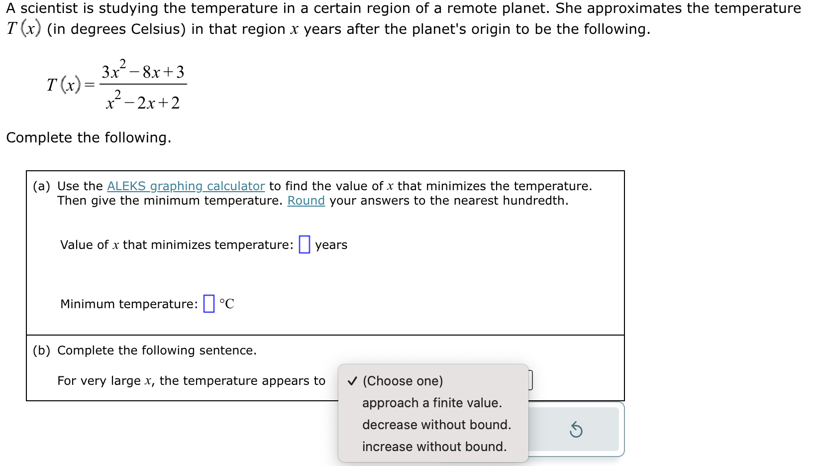 Solved A scientist is studying the temperature in a certain | Chegg.com