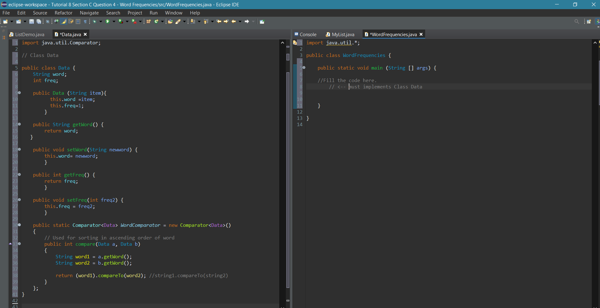 Solved Java Lists - using Class Data Problem | Chegg.com