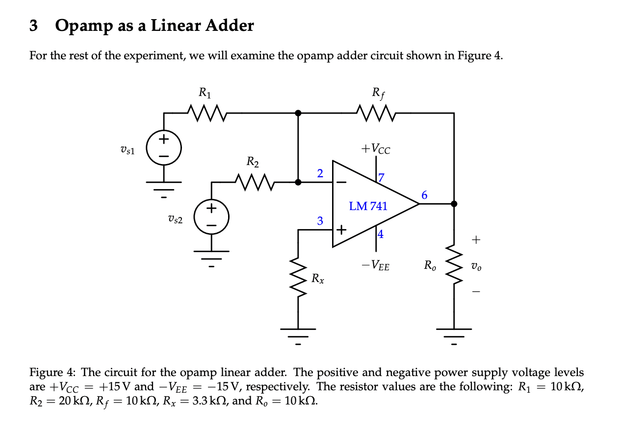 Solved 3 Opamp as a Linear Adder For the rest of the | Chegg.com