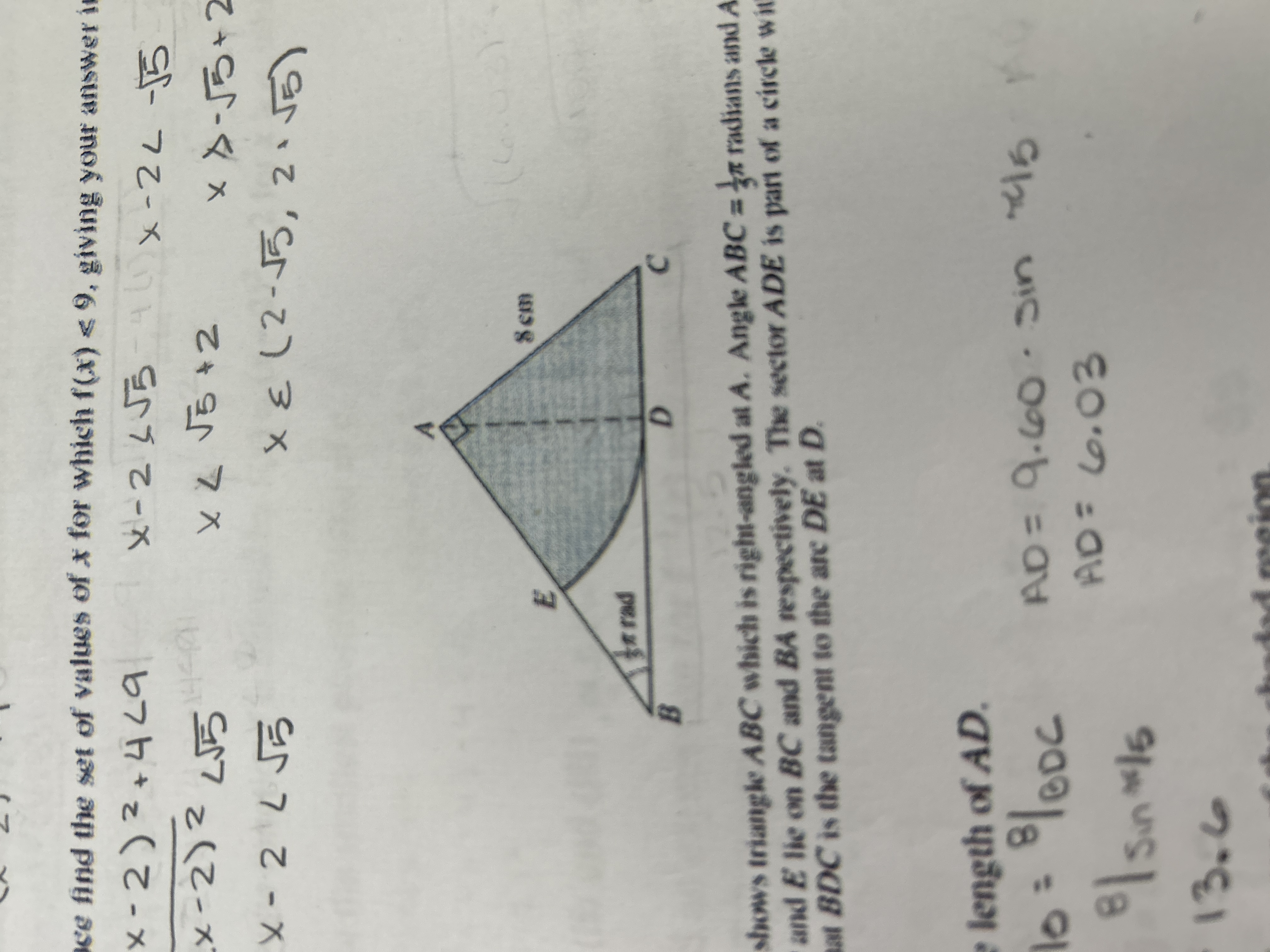 Solved The Diagram Shows Triangle Abc Which Is Right Angled