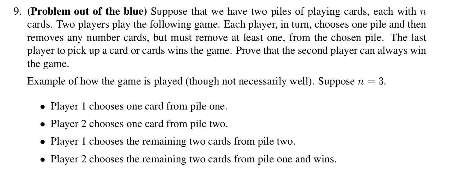 Solved 9. (Problem out of the blue) Suppose that we have two | Chegg.com