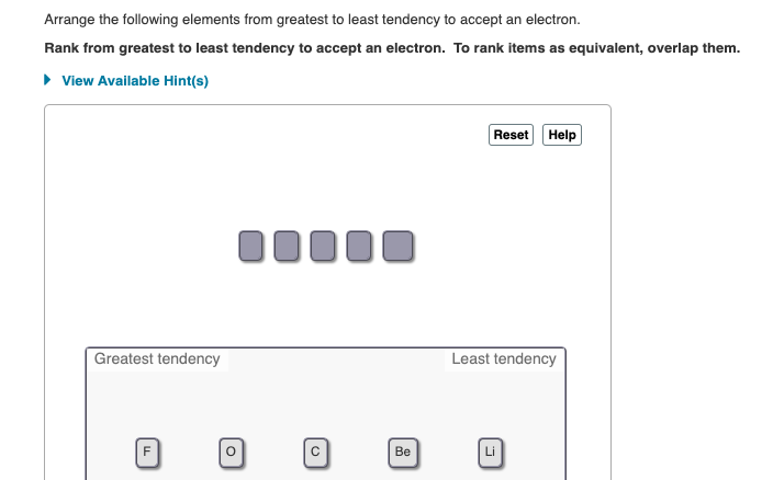 Solved Arrange The Following Elements From Greatest To Least | Chegg.com