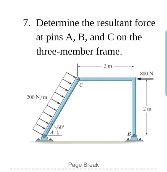 Solved 7. Determine The Resultant Force At Pins A, B, And C | Chegg.com