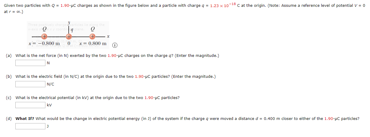 Solved Given Two Particles With Q 1 90 Hc Charges As Sh Chegg Com