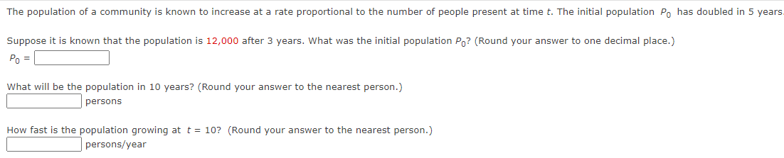 Solved The population of a community is known to increase at | Chegg.com