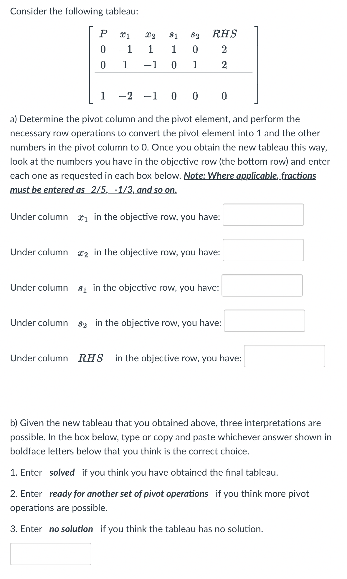 Solved Consider the following tableau: | Chegg.com