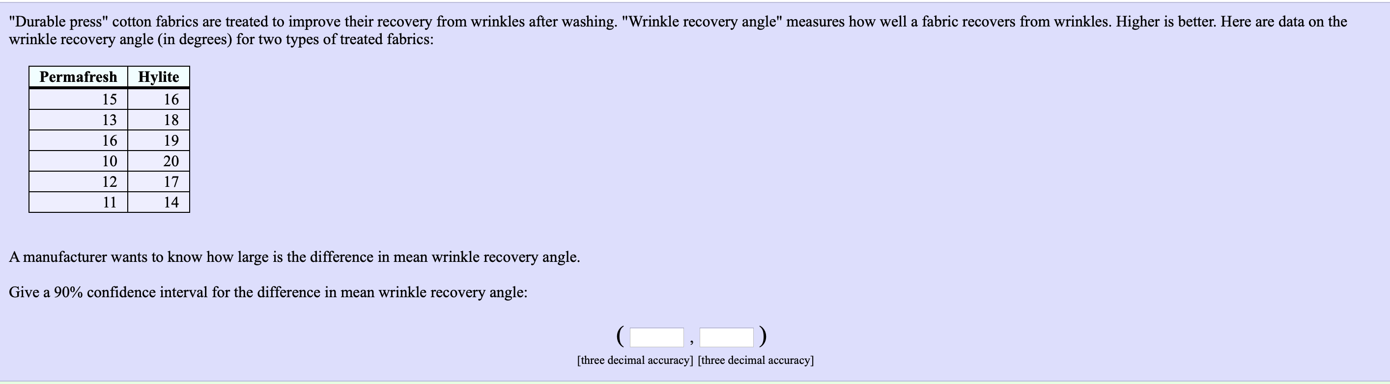 Solved "Durable press" cotton fabrics are treated to improve