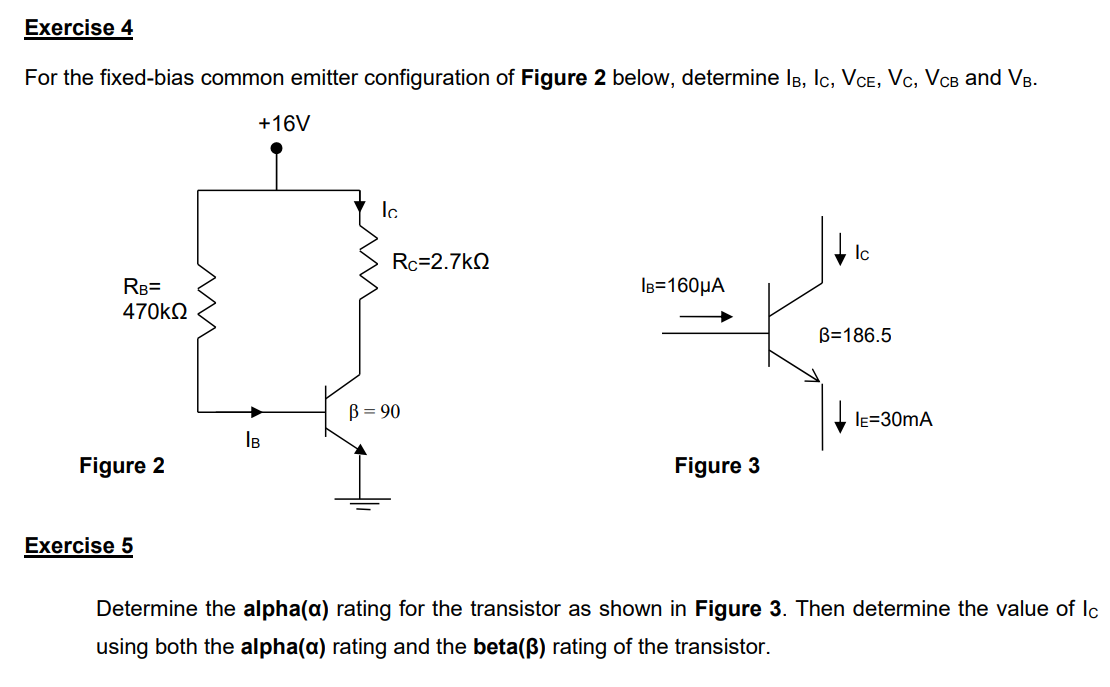 Solved Exercise 4 For The Fixed Bias Common Emitter Con