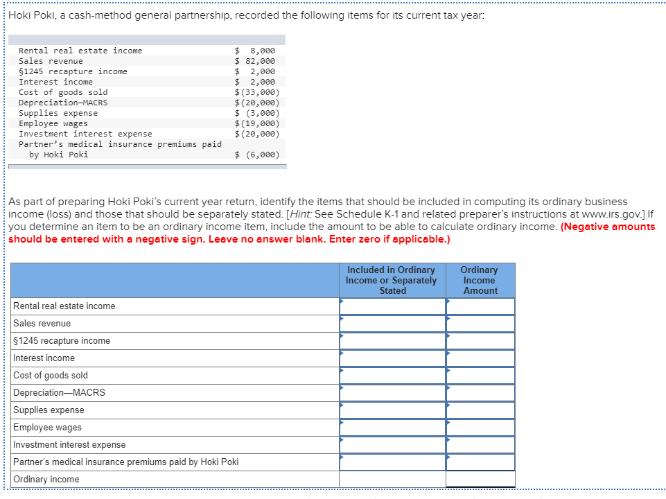 Solved Hoki Poki, a cash-method general partnership, | Chegg.com