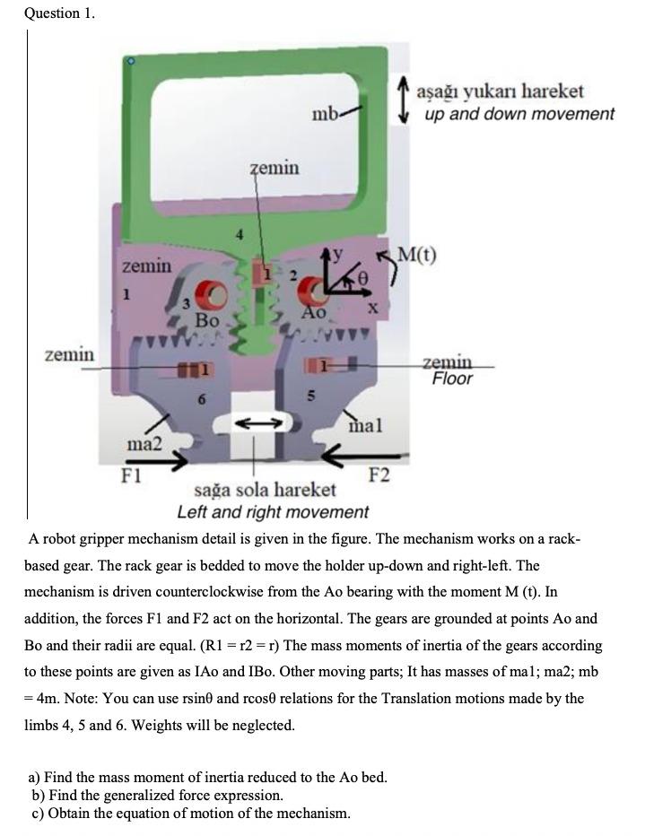 Solved Question 1. aşağı yukarı hareket up and down movement | Chegg.com