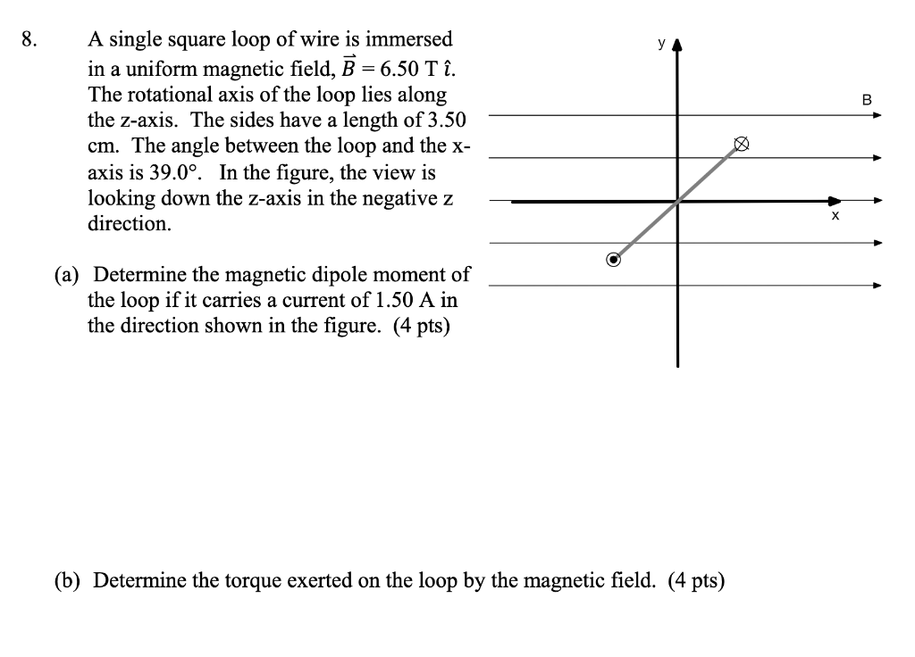 Solved 8. B A single square loop of wire is immersed in a | Chegg.com