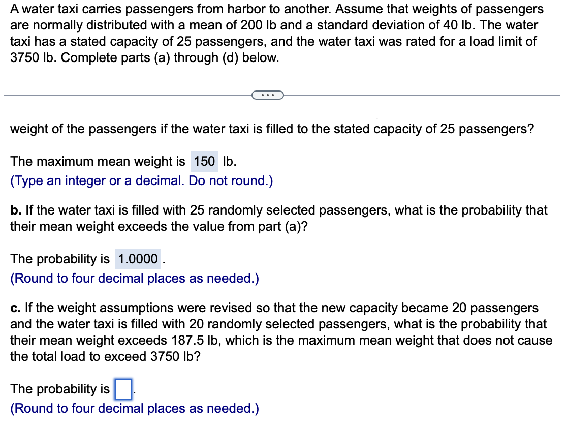 Solved A water taxi carries passengers from harbor to