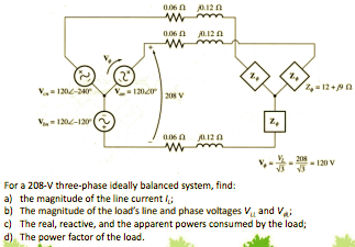 Solved For A 208-V Three-phase Ideally Balanced System, | Chegg.com