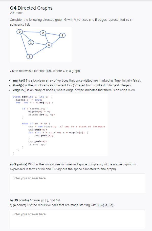 Solved Q4 Directed Graphs 20 Points Consider The Following | Chegg.com