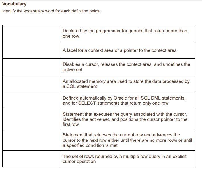 Solved 1. Write a PL/SQL block to produce a list of | Chegg.com