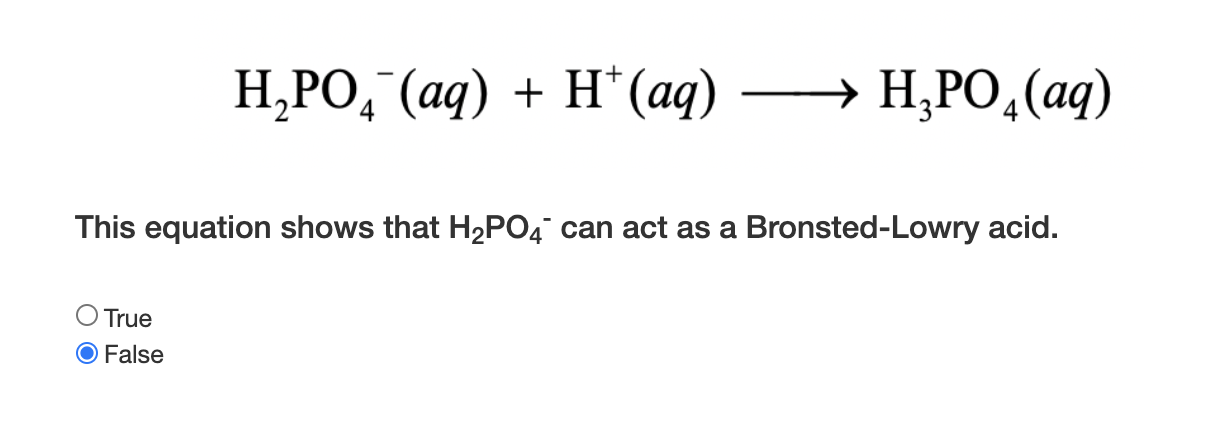 Solved H2PO4 (aq) + H+ (aq) →→ H3PO4 (aq) This equation | Chegg.com