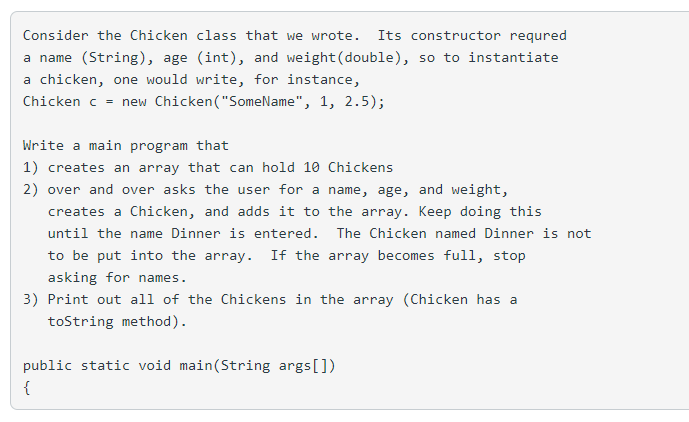 Solved Consider the Chicken class that we wrote. Its | Chegg.com