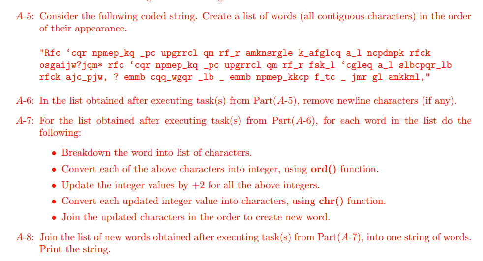 Solved A-5: Consider the following coded string. Create a | Chegg.com