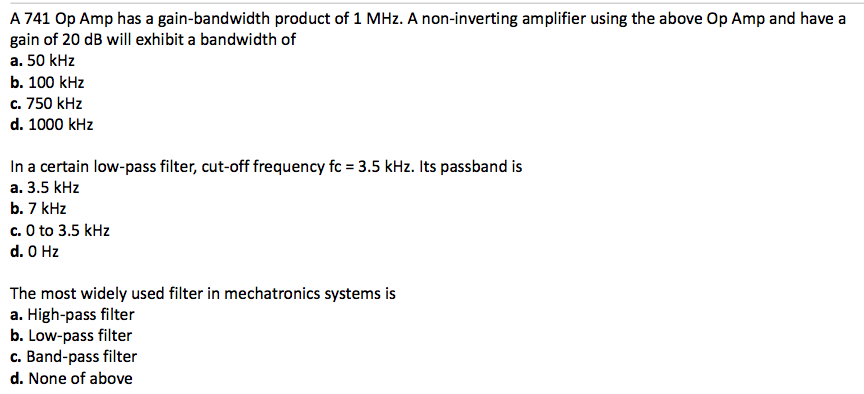 Solved A 741 Op Amp has a gain-bandwidth product of 1 MHz. A | Chegg.com