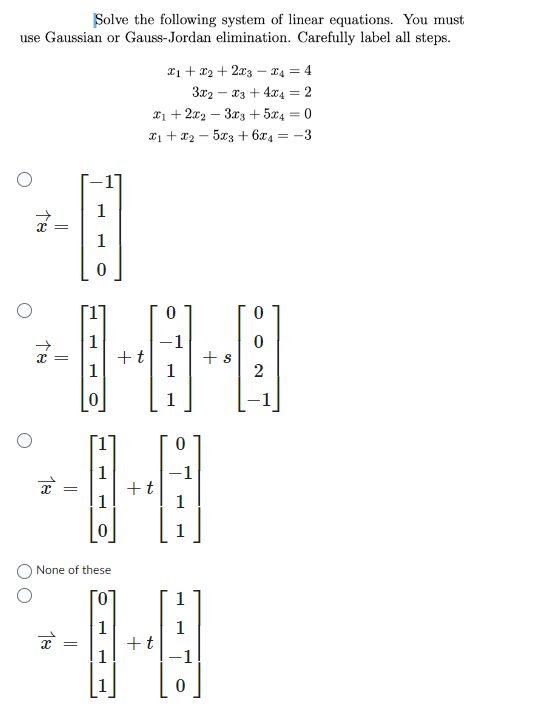 Solved Solve the following system of linear equations. You | Chegg.com